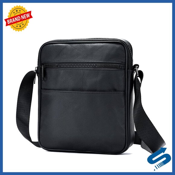 Genuine Leather Crossbody Messenger Bag for Men Work Travel Essentials